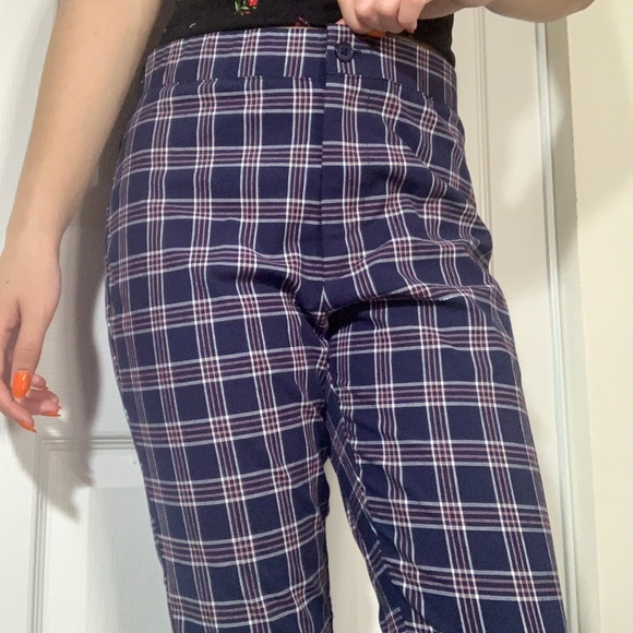 Tilly's Pants - plaid navy red maroon burgundy white pants